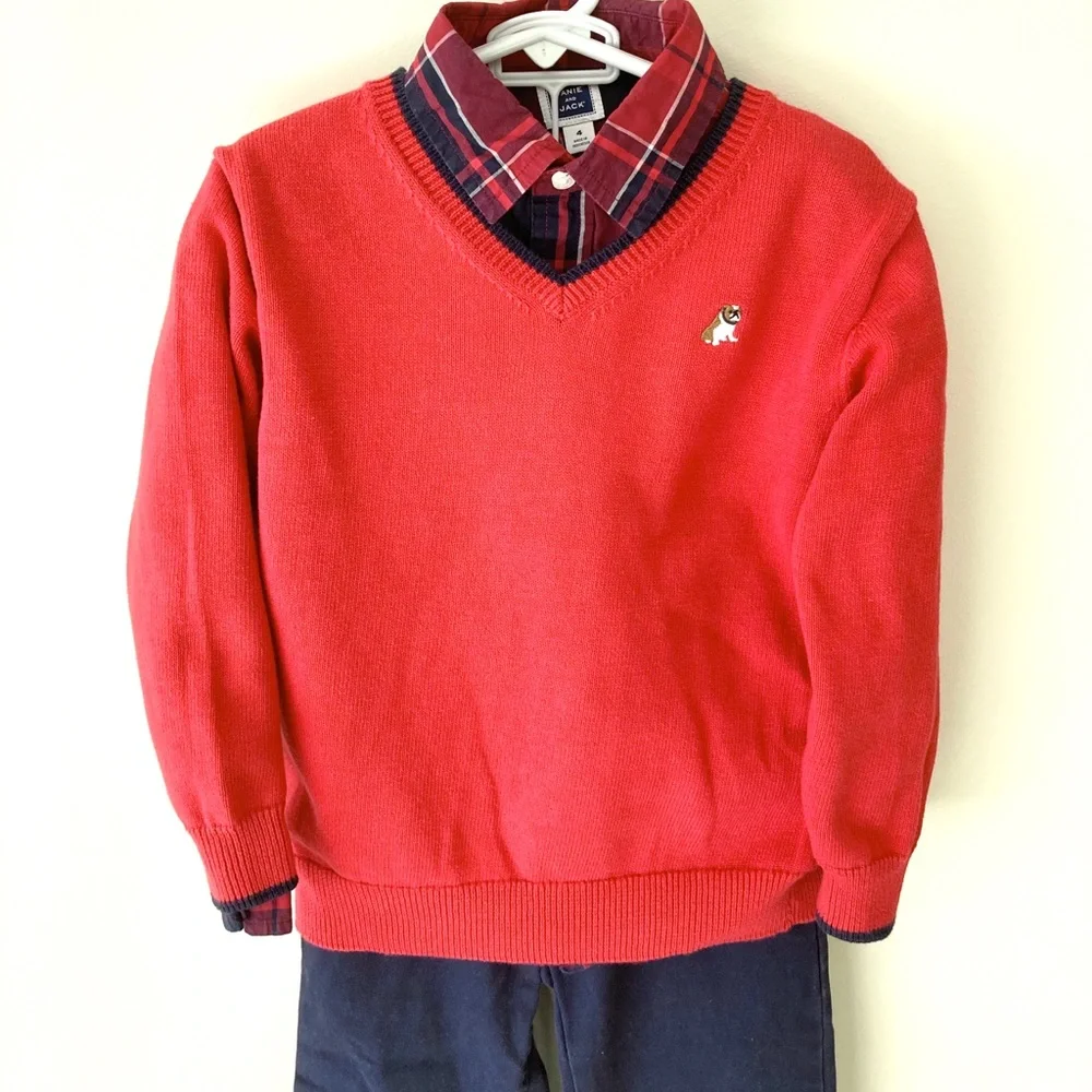Janie and Jack V- neck Sweater, shirt & pants Size 4